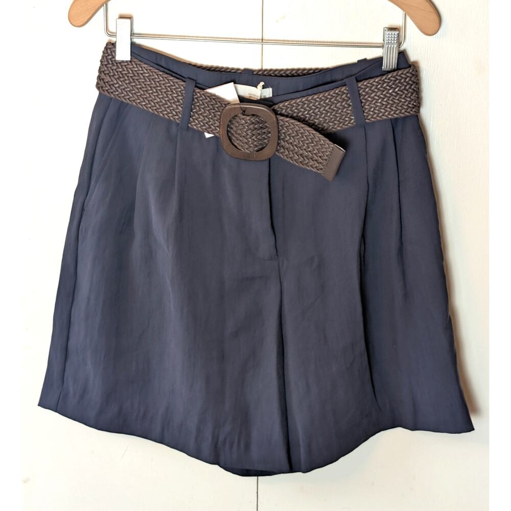Zara Blue Shorts With Brown Belt Size Medium